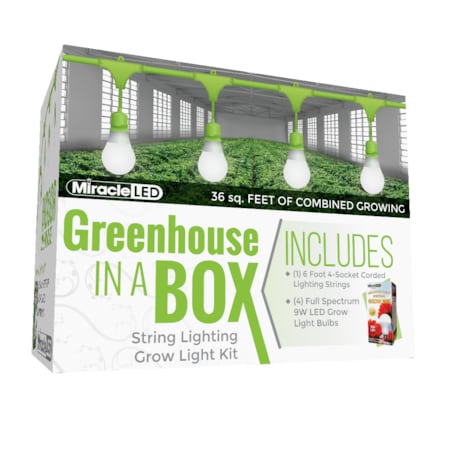 Miracle Led 4-Socket Greenhouse in a Box Grow Light Kit- Full Spec. 11W Replace 150W Grow Bulbs 802274